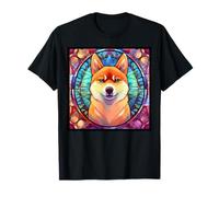Chiot Shiba Inu en vitrail pour Maman Papa Nouveau Chiot T-Shirt