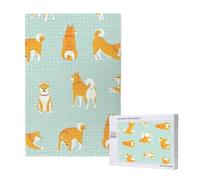 Chiot Shiba Inu Mignon,Puzzle Familial en Bois de 1 000 pièces pour Adultes et Adolescents