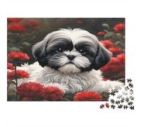 Chiot Shih Tzu 1000 Pièces Carton Épais Puzzle Premium Collecteurs Décompression Défiant Décoration Murale Idée Cadeau 38x26cm/1000pcs