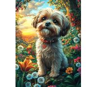 Chiot Shih Tzu dans Le Jardin Fleuri 1000 Pieces Casse-tête Adulte en Carton Anti-Déchirure Difficile Moyenne Décoration Murale Jeu De Société Anti-Stress Loisir Créatif 1000 PCS