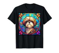 Chiot Shih Tzu en vitrail pour Maman, Papa, Nouveau Chiot T-Shirt