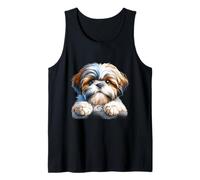Chiot Shih Tzu regardant par-Dessus Le Bord Portrait Débardeur