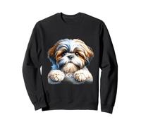 Chiot Shih Tzu regardant par-Dessus Le Bord Portrait Sweatshirt