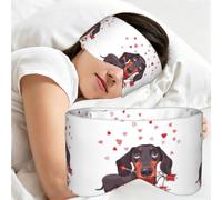 Chiot teckel, animal, amour, flèche, Masque de sommeil pour la maison, les voyages et le travail posté, couvrant entièrement les yeux et bloquant la lumière