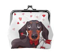 Chiot Teckel, Animal, Amour, flèche,Porte-Monnaie en Cuir PU, Petit Portefeuille, Pochette à Monnaie avec Fermoir Baiser