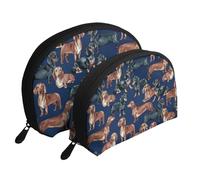 Chiot Teckel, Trousse de Maquillage Coquille Femme Petit Porte-Monnaie Trousse de Toilette Trousse à cosmétiques 2 pièces