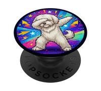 Chiot Tibet Terrier Mignon Drôle Chien Dabbing PopSockets PopGrip Adhésif