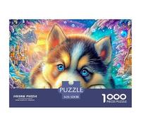 Chiot Tricolor dans Un Paysage Lumineux Magique Puzzle De 1000 Pièces Chien de Compagnie Mignon Jeu Éducatif Classique pour Le Temps des Puzzles en Famille 52x38cm/1000pcs