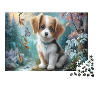 Chiot tricolorePuzzle 1000 Pièces Complet Forêt d'automne brumeuse pour Seniors Entraînement Cognitif Loisirs Créatifs Qualité Premium 70x50cm/1000pcs