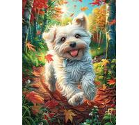 Chiot West Highland Terrier dans Le Jardin d'automne Puzzles 1000 Pièces pour Adultes Educa Détente Créative Activité De Soirée Famille Jeu De Réflexion Décoration Murale 1000 PCS