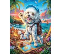 Chiot West Highland Terrier sur la Plage 1000 Pieces Casse-tête Collectionneur en Carton sans Déformation Très Difficile Motif Complexe Décoration Murale Cadeau Noël Premium 1000 PCS