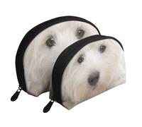 Chiot Westie Mignon, Trousse de Maquillage Coquille Femme Petit Porte-Monnaie Trousse de Toilette Trousse à cosmétiques 2 pièces