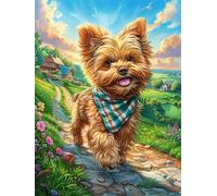 Chiot Yorkie avec une écharpe à carreaux 300 Pieces Casse-tête Débutant En Carton Épais Animaux et plantes Facile Apprentissage Loisir Créatif Passe-Temps Cadeau Créatif Événement Festif Premium 300 P