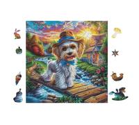 Chiot Yorkshire in Hat 100 Pièces Puzzle Adulte en Carton Rigide Haute Densité Difficile Moyenne Anti-Stress Jeu De Société Idée Cadeau Anniversaire Premium 28x28cm