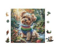 Chiot Yorkshire in Sweater 100 Pièces Puzzle Adolescent en Carton sans Déformation Difficulté Moyenne Activité Éducative Cadeau Noël Pas Cher Petit Prix 28x28cm