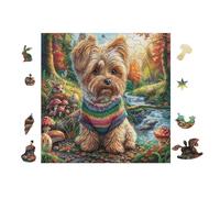 Chiot Yorkshire in Sweater 100 Pièces Puzzle Débutant en Carton Haute Densité Facile Apprentissage Anti-Stress Passe-Temps Cadeau Fête des Mères Haute Qualité 28x28cm