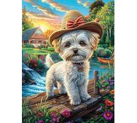 Chiot Yorkshire Terrier dans la forêt Magique 1000 Pieces Casse-tête Amateur d'art en Carton Haute Qualité Conte de fées d'accompagnement Magique Difficile Niveau Expert Décoration Murale Cadeau Fête