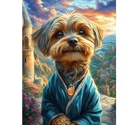 Chiot Yorkshire Terrier dans le jardin fleuri 1000 Pièces Puzzle Adulte En Carton Sans Déformation Conte de fées animal magique Très Difficile Anti-Stress Jeu De Société Idée Cadeau Anniversaire Rappo