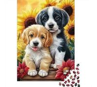 Chiotes Mignons tournesols Puzzles 1000 Pièces Adultes Puzzles Décoration D Intérieur Enfants Cadeaux Classiques pour Créatif 70x50cm/1000pcs