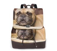 Chiots bouledogues français Mall Brown Little Dogs,Sac à dos imperméable pour femme, sac à dos de voyage léger en cuir PU tendance