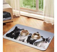 Chiots bouledogues français Mignons,Tapis d'alimentation pour Animaux de Compagnie, Sets de Table en Cuir PU pour Chats et Chiens,40x60cm