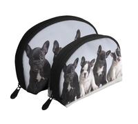 Chiots bouledogues français Mignons, Trousse de Maquillage Coquille Femme Petit Porte-Monnaie Trousse de Toilette Trousse à cosmétiques 2 pièces