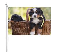 Chiots Bouvier Bernois,Drapeau de jardin, bannière décorative, drapeau double face, 2 x 3 pieds, pour extérieur et intérieur