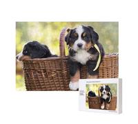 Chiots Bouvier Bernois,Puzzle Familial en Bois de 300 pièces pour Adultes et Adolescents, décoration d'intérieur