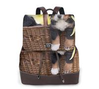 Chiots Bouvier Bernois,Sac à dos imperméable pour femme, sac à dos de voyage léger en cuir PU tendance
