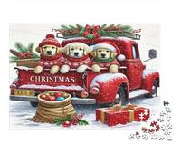 Chiots Camion de Noël Bundle Puzzle 1000 Pièces Passionnés, Carton Solide,Teddy Bears Xmas Truck Décoration Murale Maison, Exposition Murale, Cadeau Familial, Plaisir W nd 52x38cm/1000pcs