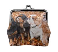 Chiots Cavalier King Charles Spaniel d'automne,Porte-Monnaie en Cuir PU, Petit Portefeuille, Pochette à Monnaie avec Fermoir Baiser