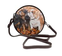 Chiots Cavalier King Charles Spaniel d'automne,Sac bandoulière rond en cuir PU - Sac à main rond pour femme