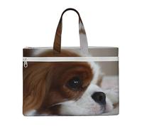 Chiots Cavalier King Charles Spaniel,Sac à documents en toile avec fermeture éclair, sac fourre-tout, porte-documents pour l'école et le bureau
