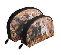 Chiots d'automne Cavalier King Charles Spaniel, Trousse de Maquillage Coquille Femme Petit Porte-Monnaie Trousse de Toilette Trousse à cosmétiques 2 pièces
