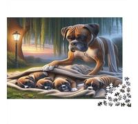 Chiots de Chiens Boxer Puzzles 1000 Pièces Papier recyclé pour Adultes Puzzle pour Adultes Impossible Difficile Stimulant Activité Amusante pour la Maison 52x38cm/1000pcs