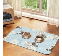 Chiots de Dessin animé Mignons,Tapis d'alimentation pour Animaux de Compagnie, Sets de Table en Cuir PU pour Chats et Chiens,40x60cm