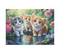 Chiots de Husky 500 Pieces Casse-tête Expert Confirmé en Carton sans Déformation Ruisseau, Fleurs et Feuillage Très Difficile Niveau Expert Jeu De Société Collection Cadeau Premium 500 PCS