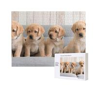 Chiots Golden Retriever Chiens Labrador Chiens,Puzzle Familial en Bois de 500 pièces pour Adultes et Adolescents, décoration d'intérieur