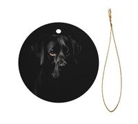 (chiots) Impression personnalisée de Noël en céramique ornement pendentif rond avec ficelle dorée pour arbre, cadeau, affichage au détail, décoration en vrac.