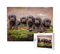 Chiots Labrador Brown Little Puppies Famille,Puzzle Familial en Bois de 500 pièces pour Adultes et Adolescents, décoration d'intérieur