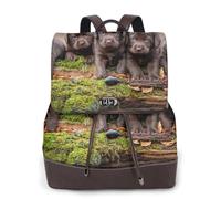 Chiots Labrador Brown Little Puppies Famille,Sac à dos imperméable pour femme, sac à dos de voyage léger en cuir PU tendance