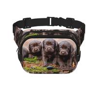 Chiots Labrador Brown Little Puppies Famille,Sac Banane carré Double Couche, Sac de Poitrine