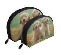 Chiots Labrador Retriever Jaune, Trousse de Maquillage Coquille Femme Petit Porte-Monnaie Trousse de Toilette Trousse à cosmétiques 2 pièces