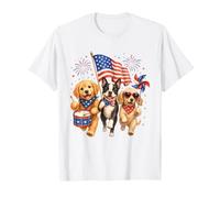 Chiots patriotiques du 4 Juillet Drapeau des États-Unis Parade Art T-Shirt