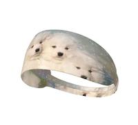 Chiots Samoyèdes Chiens Blancs Famille Petit Samoyède,Bandeau de Sport Unisexe, Bandeau élastique Multi-usages pour Cheveux
