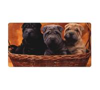 Chiots Shar Pei Noirs, Petits Chiens, Chiots Gris, Animaux de Compagnie,Tapis de Souris de Bureau Grand Format avec Base antidérapante en Caoutchouc, 40 x 70 cm