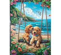 Chiots sur Une balançoire de Plage 500 Pieces Casse-tête Créatif en Carton Épais Difficulté Moyenne Activité Manuelle Loisir Créatif Cadeau Créatif Événement Festif Premium 500 PCS