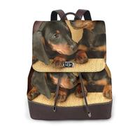Chiots teckels Animaux de compagnie Chiens Petit teckel,Sac à dos imperméable pour femme, sac à dos de voyage léger en cuir PU tendance