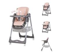 Chiplolino, chaise haute enfant First Spoon Roues pliables Arche de jeu Ceinture, coloris:rose