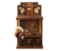 Chipmunk Mangeoire pour écureuils d'extérieur en bois avec 3 pieds de tabouret, motif mignon, boîte de rangement résistante aux intempéries pour animaux de compagnie | Garden Yard Wildlife Feeder pour